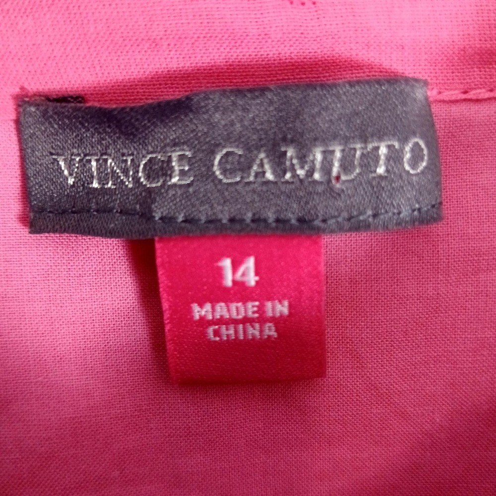 Vince Camuto Dress Womens 14 Pink Eyelet Button Front Cotton Shirt Puff Sleeve - Picture 10 of 11